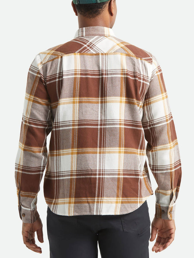 Brixton Bowery Lghwht Flannel Buttondown Shirt Spring 2026 | CHOCOLATE/OFF WHITE