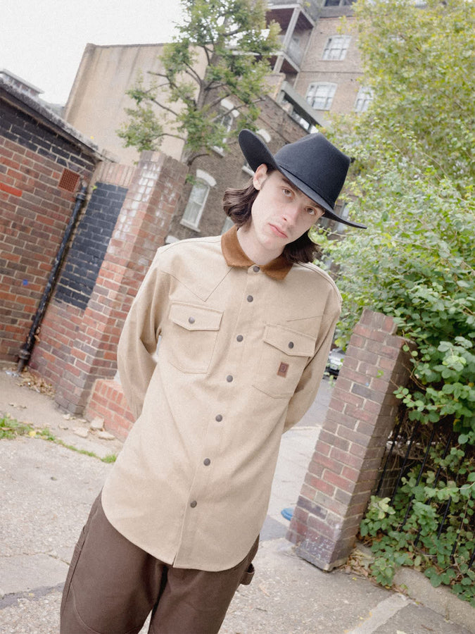 Brixton Bowery Builders Ranch Performance L/S Buttondown Shirt Fall 2026 | KHAKI/BROWN