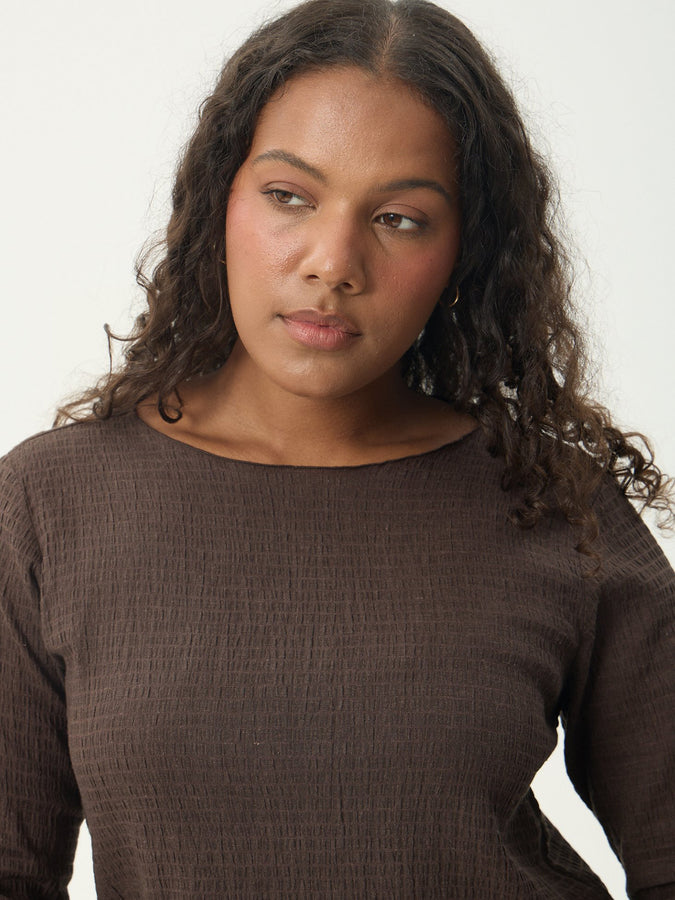 Afends Focus Long Sleeve T-Shirt Fall 2026 | COFFEE
