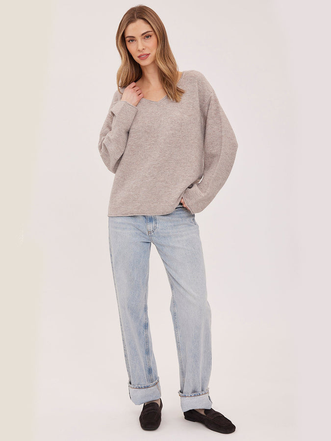 Gentle Fawn Annalise V-Neck Sweater Fall 2026  | HEATHER LATTE