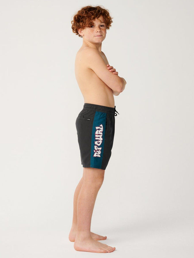   Rip Curl Surf Shack Panel Volley Boardshorts (Youth 7-14) Fall 2026 | WASHED BLACK (8264)