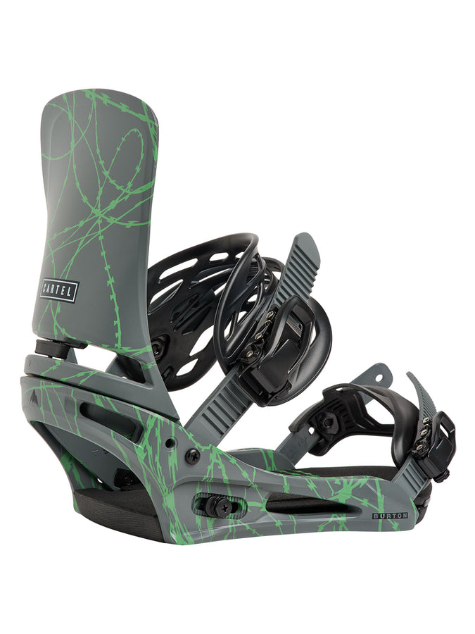 Burton Cartel Reflex Snowboard Bindings 2027 | GRAY/GREEN VOLTAGE (E7W)
