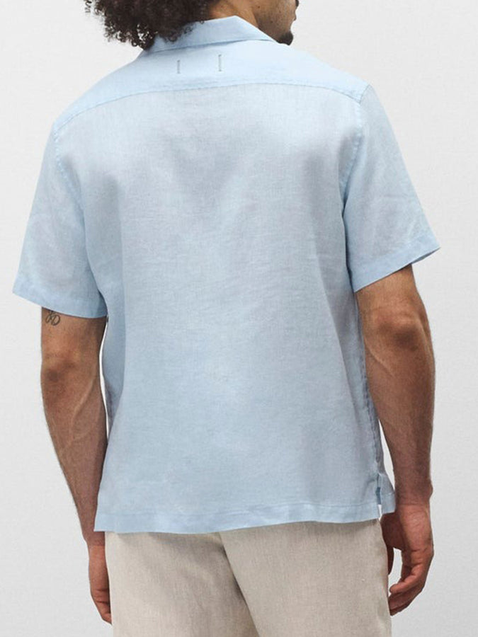 Reigning Champ Linen Retreat Relaxed Camp Short Sleeve Buttondown Shirt Spring 2026 | LIGHT BLUE
