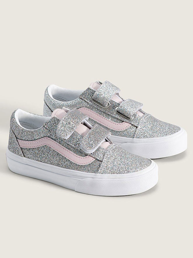 Vans Old Skool V Glitter Silver/Pale Petal Shoes Fall 2026 | GLITTER SLVER/PALE PETAL (HN3)