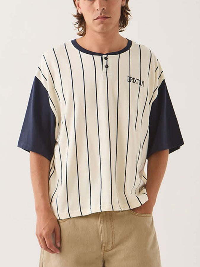 Brixton Boxy Baseball T-Shirt Fall 2026 | OFF WHITE STRIPE/WASHED NAVY