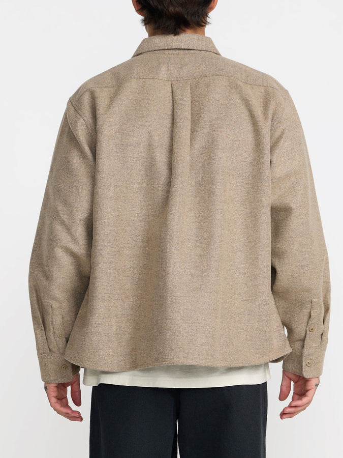 Rvca Dayshift Solid Flannel Long Sleeve Buttondown Shirt Fall 2026 | WHEAT (WHE)