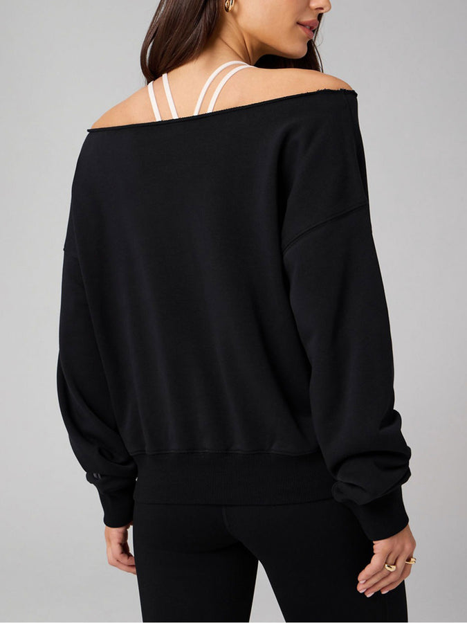 Fabletics Year Round Terry Off Shoulder Sweater Fall 2026 | BLACK