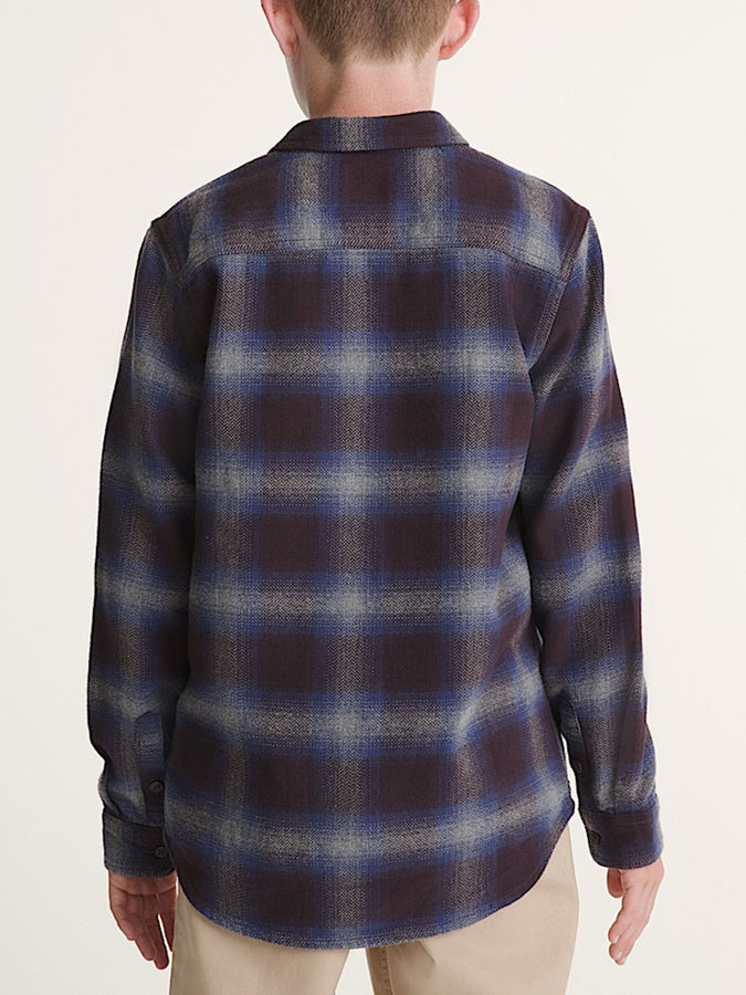 Vans Bixby Plaid Flannel Long Sleeve Buttondown Shirt Holiday 2025 | DARK PORT/PEWTER HEATHER (F0L)