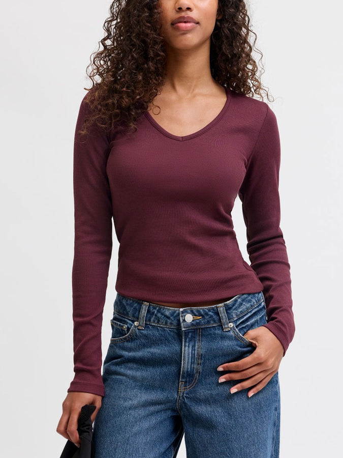 Jjxx Freya V-Neck Long Sleeve T-Shirt Fall 2026 | WINETASTING