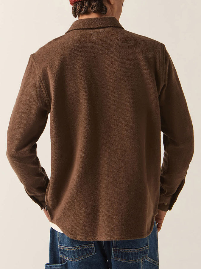 Brixton Bowery Textured Long Sleeve Buttondown Shirt Fall 2026 | WALNUT BROWN