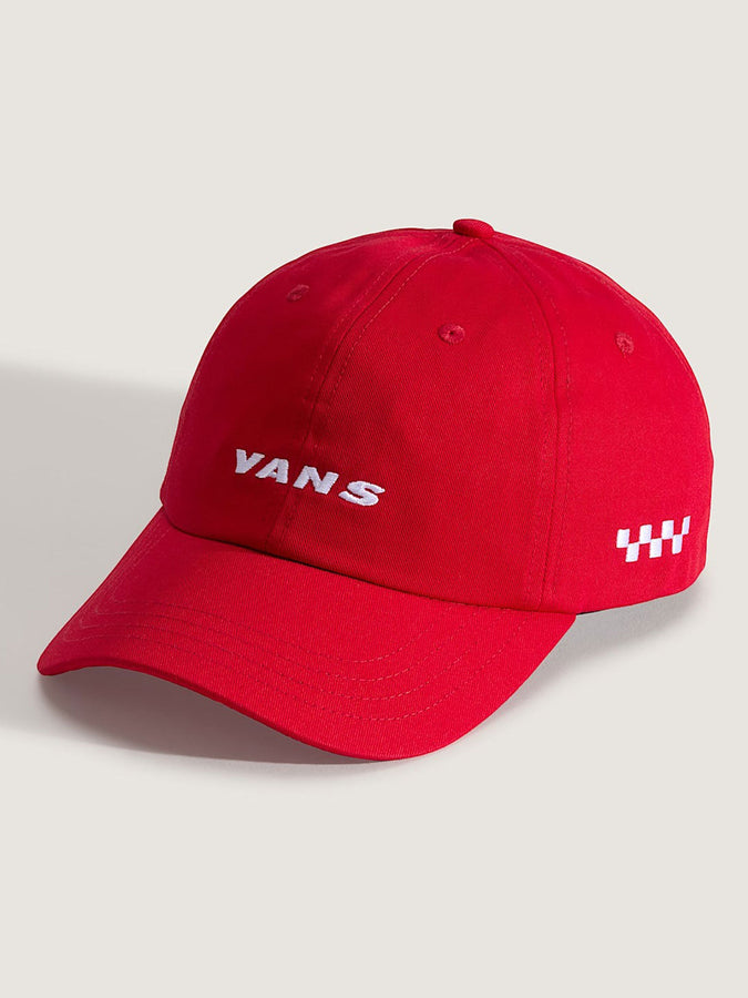 Vans Check Side Curved Bill Jockey Strapback Hat | RACING RED (IZQ)