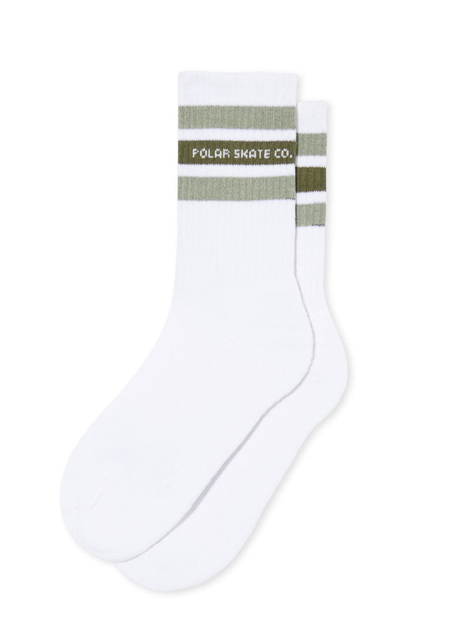 Polar Rib Fat Stripes Socks | WHITE/SAGE