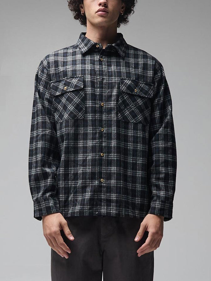 Former Vivian Flannel Long Sleeve Buttondown Shirt Fall 2026 | BLACK/GREY