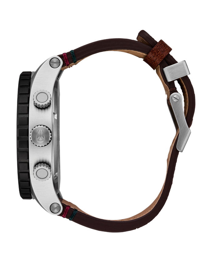 Nixon 51-30 Chrono Leather Silver/Rosewood/Chocolate Watch | SLVR/ROSEWOOD/CHOCOLATE (5341)