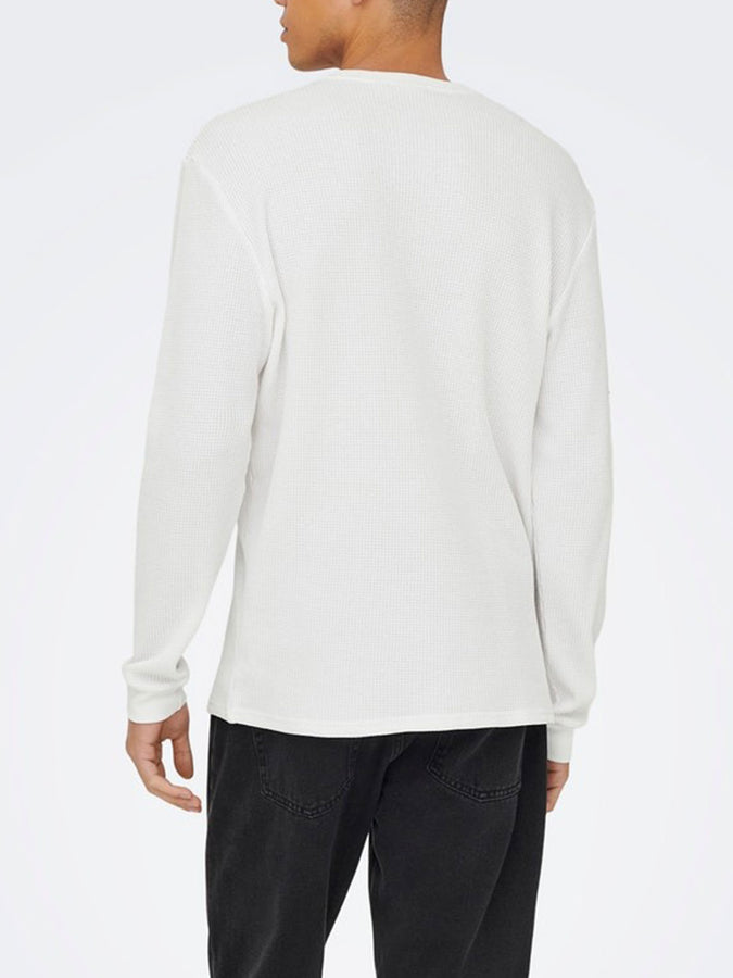 Only & Sons Tobie Henley Long Sleeve T-Shirt Fall 2026 | BRIGHT WHITE