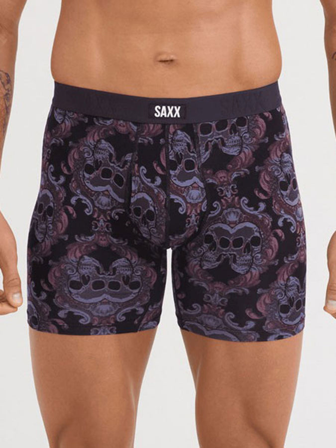 Saxx Vibe Xtra Soft Comfort Skull Brocade Black Boxer | SKULL BROCADE BLACK (SKL)