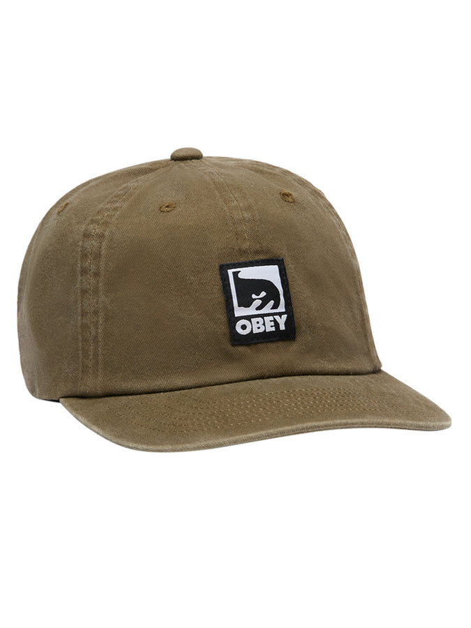 Obey Pigment Obey Label 6 Panel Strapback Hat | PIGMENT OLIVE (OLV)