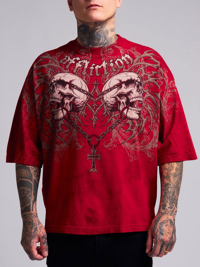 Affliction Collapse T-Shirt Fall 2026 | CHERRY/DK CHERRY CRYSTAL WASH