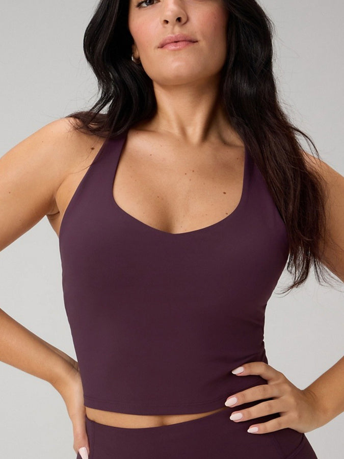 Fabletics Anywhere Pureluxe Cropped Built-In Bra Tank Top Fall 2026 | OXBLOOD