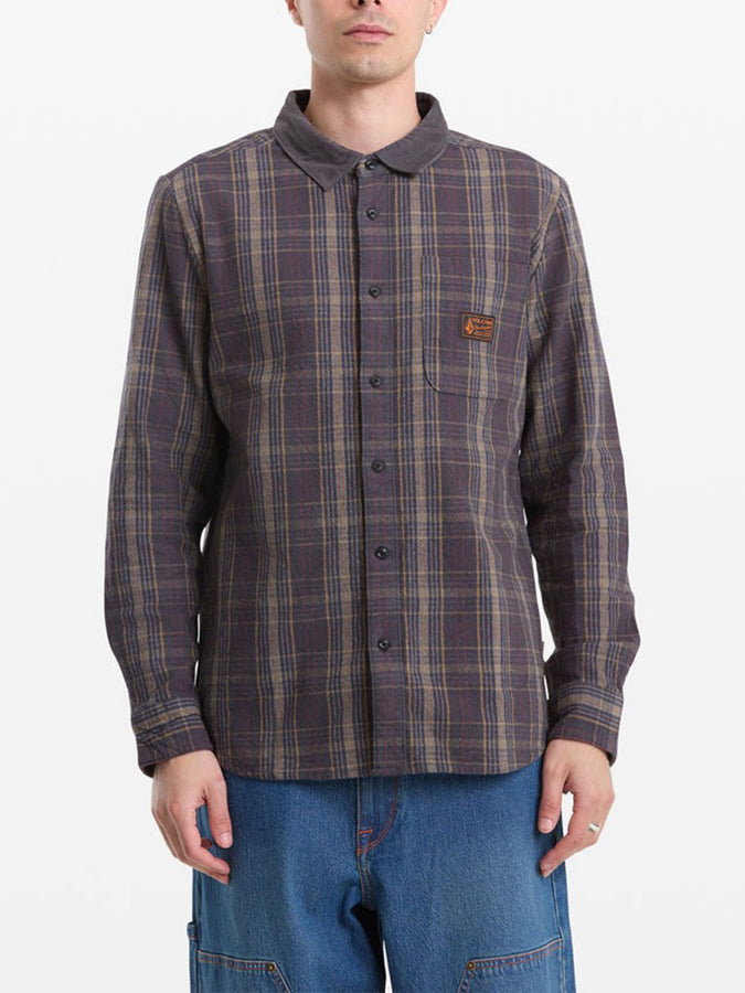 Volcom Stonevise Plaid L/S Buttondown Shirt Spring 2026 | ASPHALT BLACK (ASB)