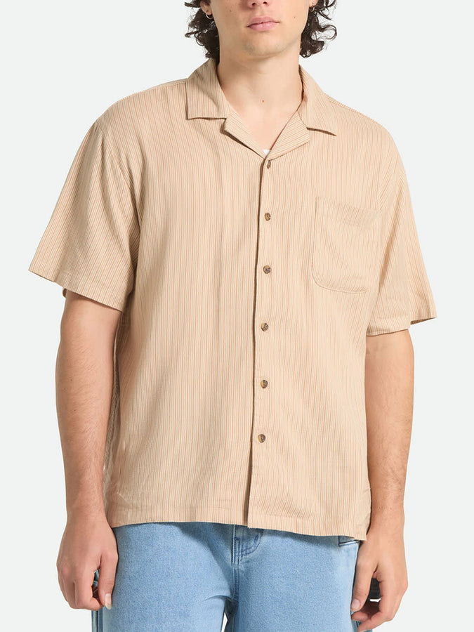 Brixton Bunker Slub Short Sleeve Buttondown Shirt Summer 2026 | ITALIAN CLAY STRIPE