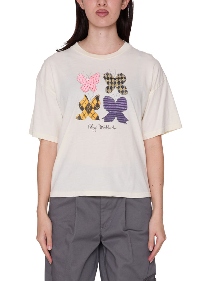 Obey Argile Butterfly Cropped T-Shirt Fall 2026 | UNBLEACHED (UBL)