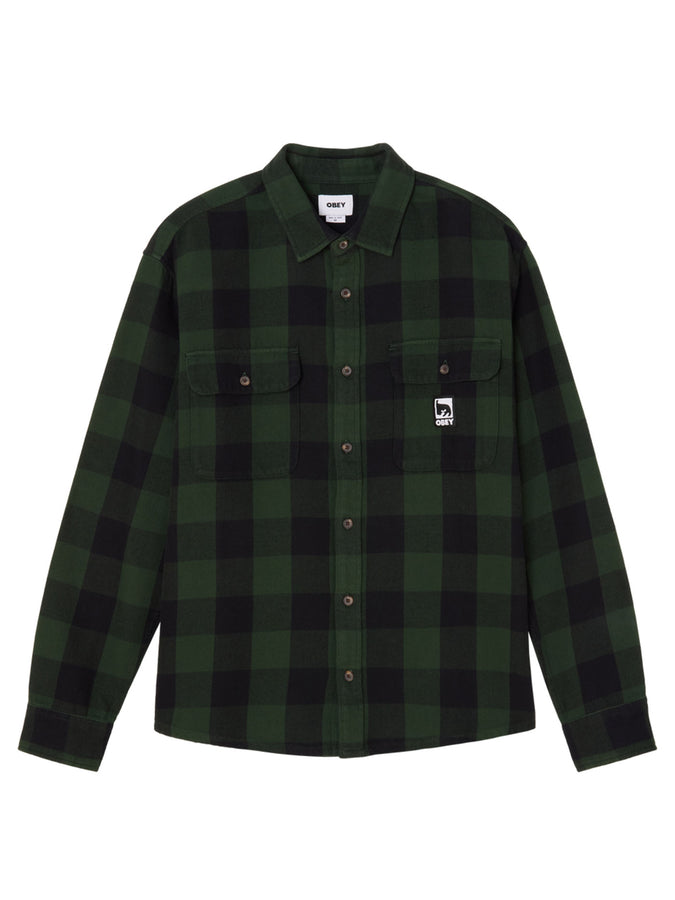 Obey Jones Long Sleeve Buttondown Shirt Fall 2026 | KOMBU GREEN MULTI (KBG)