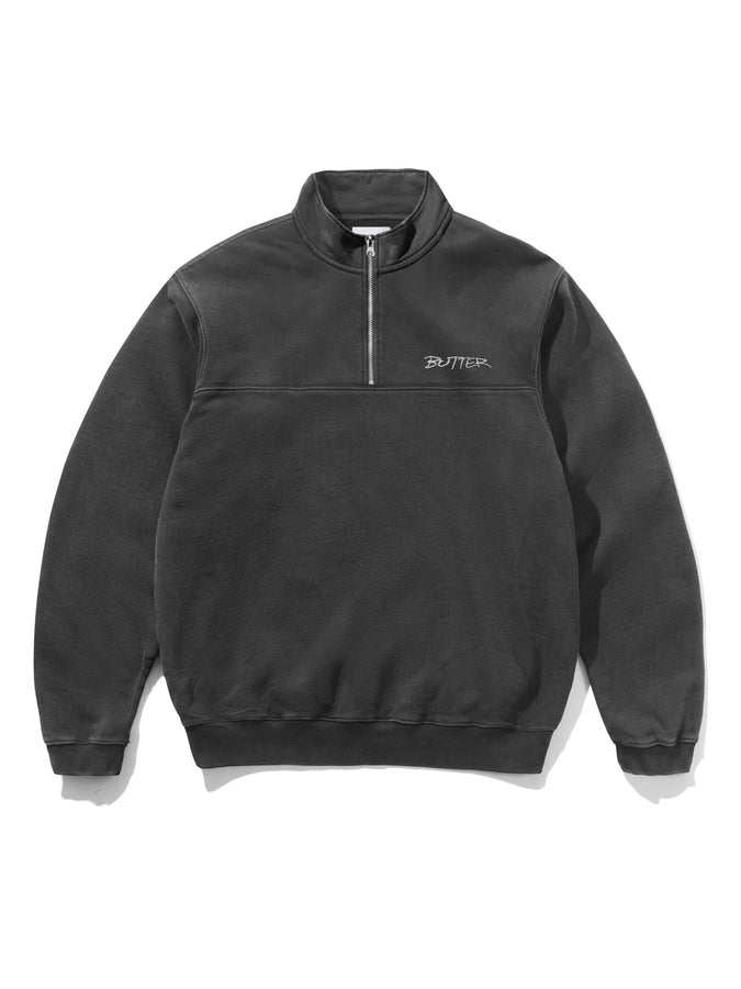 Butter Goods Panel 1/4 Zip Sweatshirt Fall 2026 | WASHED BLACK