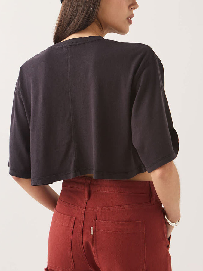Brixton Carefree Organic Garment Dye Cropped Henley T-Shirt Fall 2026 | BLACK