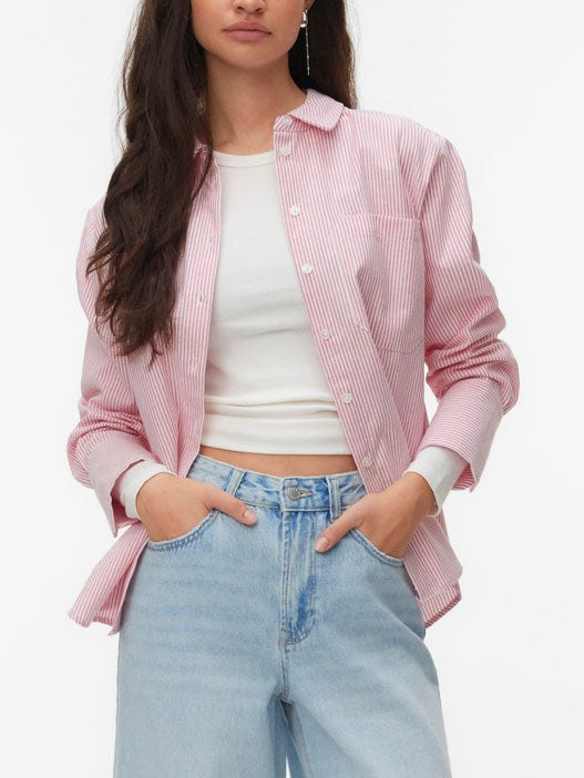 Vero Moda Inge Long Sleeve Buttondown Shirt Spring 2026 | JAZZY STRIPES