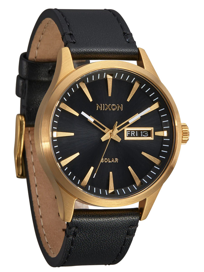 Nixon Sentry Solar Leather Watch | ALL GOLD/BLACK (510)