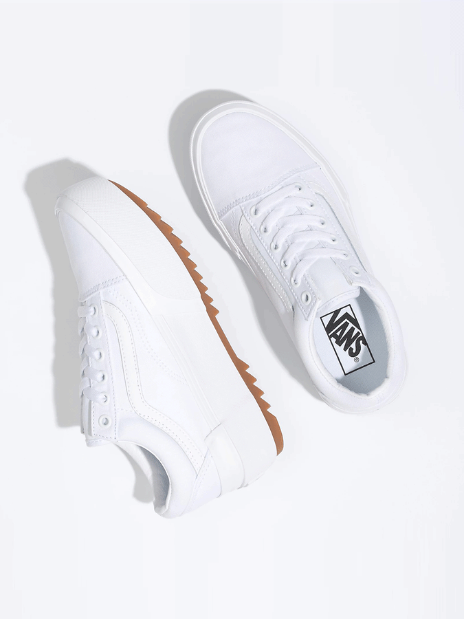 Vans Old Skool Stacked True White Shoes | (CANVAS) TRUE WHITE (L5R)